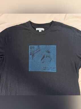 And Now This Black and Blue Graphic Anime Tee with Blue Print